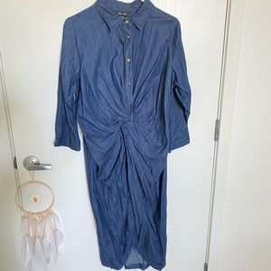 City Chic Chambray Twist Front Dress.  Size 14 Women